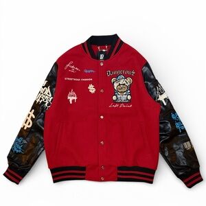 Varsity Jacket with Embroidered Bear